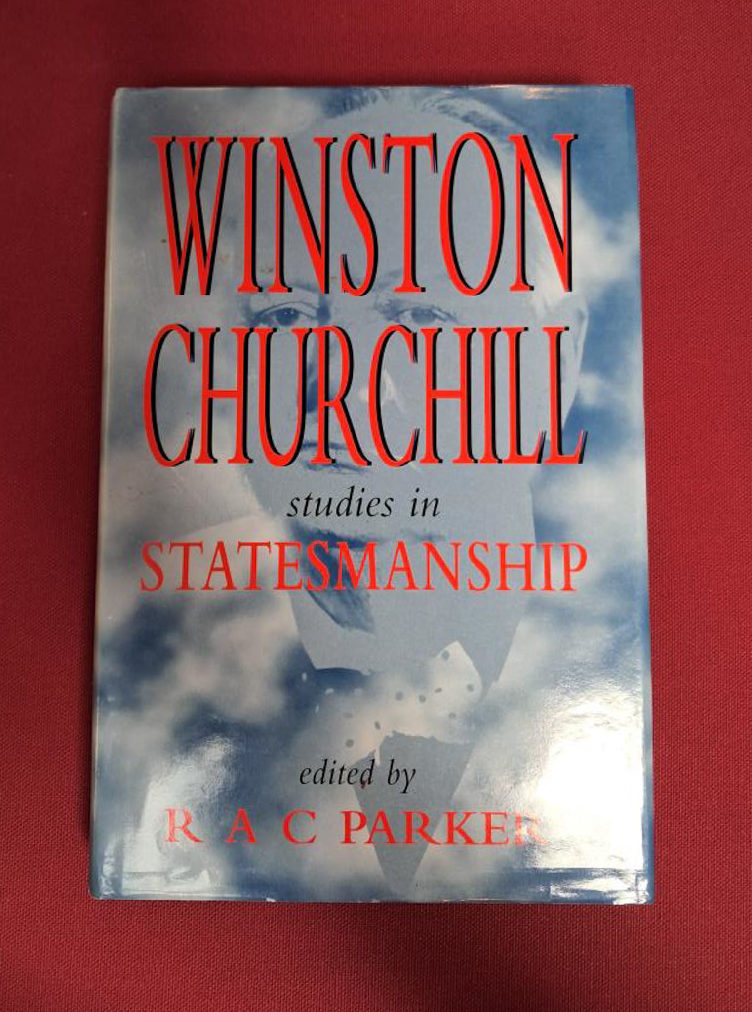 Winston Churchill book. Mottled blue cover on a dark red background.